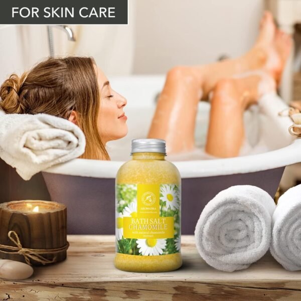 Bath Sea Salt Chamomile 21.16 Oz (600g) - Bath Salts with Natural Chamomile Extract for Bath Soak - Relaxing Bath - Body Care - Muscle Relaxation - Aromatherapy Bath Salts - Herb Bath Salt