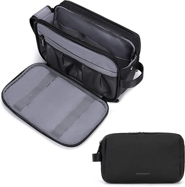 71ndEyfmdOL._AC_SL1500_.jpg BAGSMART Toiletry Bag for Men, Travel Toiletry Organizer Dopp Kit Water-resistant Shaving Bag for Toiletries Accessories, Door Room Essentials, Black-medium