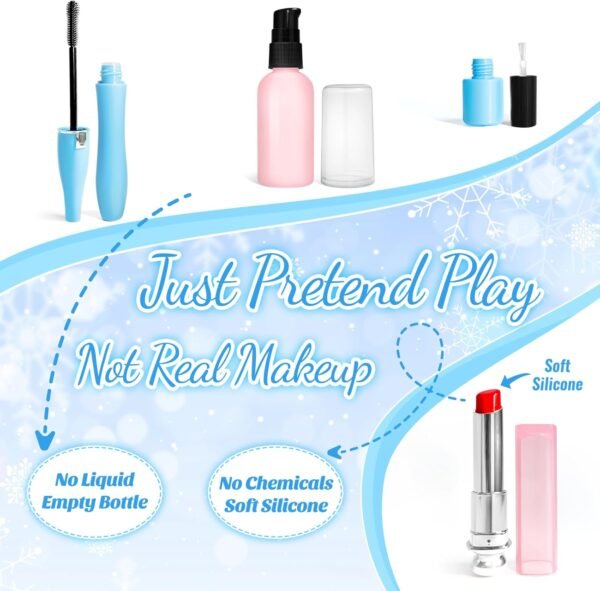 INNOCHEER Pretend Makeup for Toddlers, Toy Play Makeup Set for Kids 3-5, Toddler Makeup Kit Pretend, Frozen Toys for Kids Fake Makeup, Gifts Toys for 3 4 5 6 7+ Year Old Girls (Not Real Makeup)