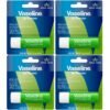 Vaseline Lip Therapy Care Aloe Fresh, Fast-Acting Nourishment, Ideal for Chapped, Dry, Cracked, or Damaged Lips, Lip Balm, 4-Pack, 0.16 Oz Each