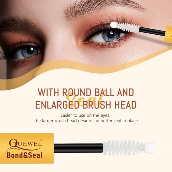 QUEWEL Lash Bond and Seal, 2 in 1 Lash Cluster Glue 10ML Eyelash Glue Waterproof Lash Bond and Seal Strong Hold for DIY Lash Extensions at Home