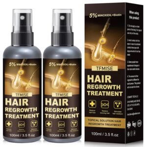 5% Minoxidil for Men, 100ml x 2 Pack Minoxidil for Women Hair Growth, Minoxidil Spray Hair Growth Products Kit, Hair Growth Serum with Biotin, Hair Regrowth Treatment for Light and no Greasy