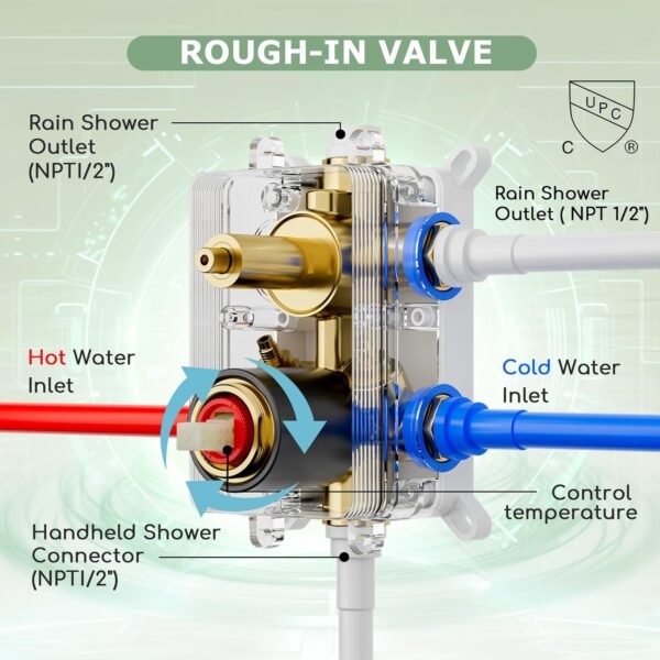 Shower Faucets Sets Shower System with Body Jets, Bostingner 10" Rain Shower Head with 2 In 1 Handheld Spray and 4 Jets, Wall Mounted All Metal 3 Way Shower Set with Valve and Trim Kit, Matte Black