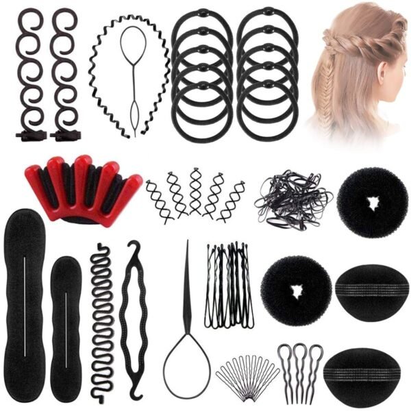 25 Pieces Hair Styling Tools Kit, Magic Styling Tools Kit, Simple and Fast, Com Hair Clips/Pins/Foam Pads for Women Girls Hair Braiding