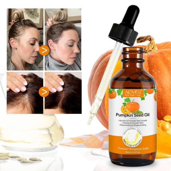 71oFwU-fXlL._SL1500_.jpg Pumpkin Seed Oil, Pumpkin Seed Oil for Hair Growth, Pure Cold Pressed Pumpkin Seed Oil for Dry Damaged Hair Growth, Hydrating, Scalp Moisturizer, Nourishment - 60ML