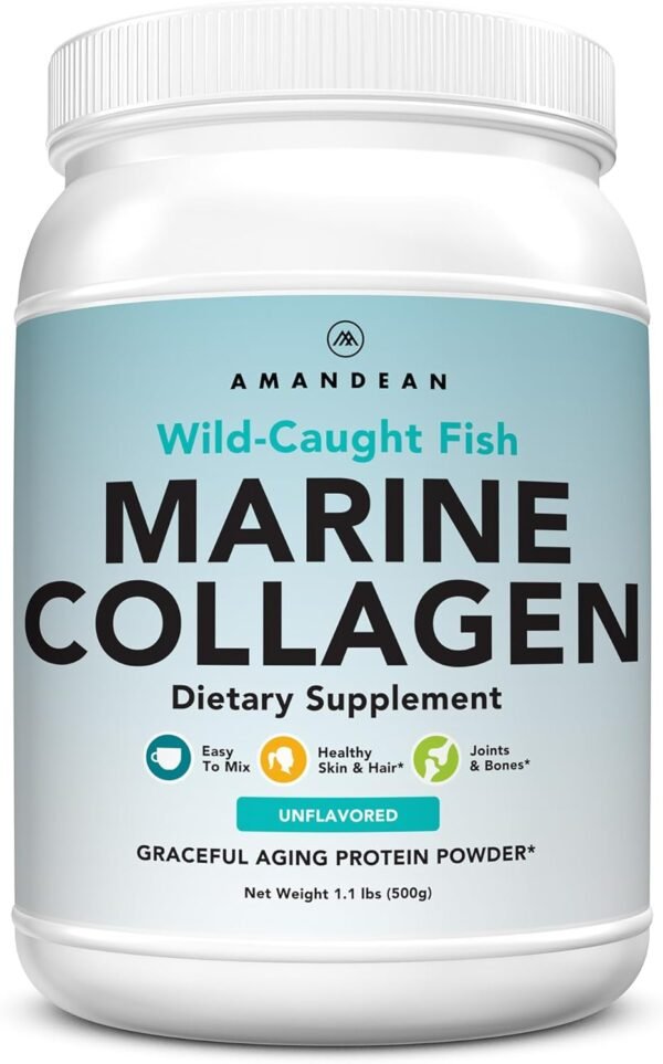 71oKrrgI9pL._AC_SL1500_.jpg AMANDEAN Marine Collagen Peptides Powder. 500g Wild-Caught Hydrolyzed Fish Collagen Supplement. Type 1 & 3 Collagen Protein. 18 Amino Acids for Skin, Hair, Nails.