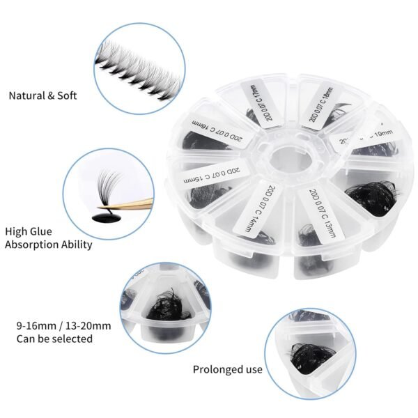 71oMsSK-15L._SL1500_.jpg Premade Fans Short Stem 500 PCS 20D Eyelash Extensions 0.07mm C/D Curl 9-16mm Mixed WENDY LASHES Russian Volume Pre-made Lash Extension (500PCS-20D-0.07-D, 9-16mm mixed)