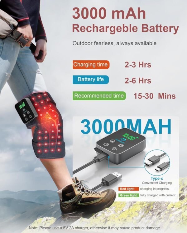 Red Light Therapy for Knee, Astarexin 72 LED Knee Wrap 3000mAh Rechargeable, Cordless Infrared Light Therapy Knee Brace Therapy Pad for Knee Shoulder Elbow Joint Relief, FSA or HSA Eligible