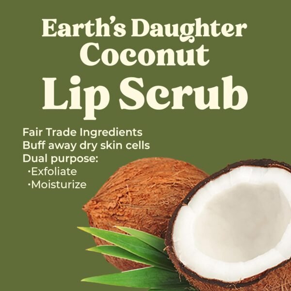 71oYqSTzf6L._SL1500_.jpg Earth's Daughter Organic Coconut Lip Scrub 0.7 oz - USDA Organic, Fair Trade, Sugar, Jojoba Oil, Beeswax, Coconut Oil, Calendula Extract
