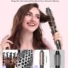 5 in 1 Curling Iron with Thermal Brush and 4 Interchangeable Ceramic Barrels(1/2 to 1 1/2 inch), Curling Wand Set with Flat Iron, Fast Heating, Dual Voltage Hair Curler, Gifts for Women