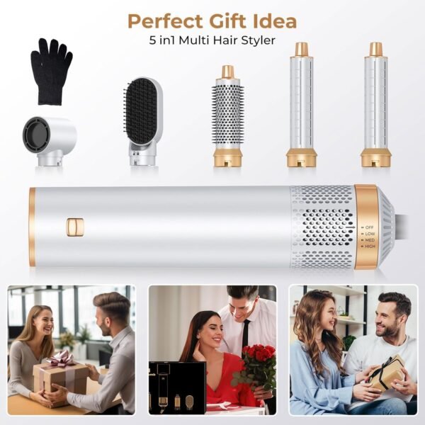 Hair Dryer Brush 5 in 1, Negative Ion Blow Dryer Brush Set Upgrade Hot Air Brush As A Gift for Straight/Curl/Drying/Smoothing Air Styler Curling Wrap Air Curler, Curling Iron Hair Styling Tools