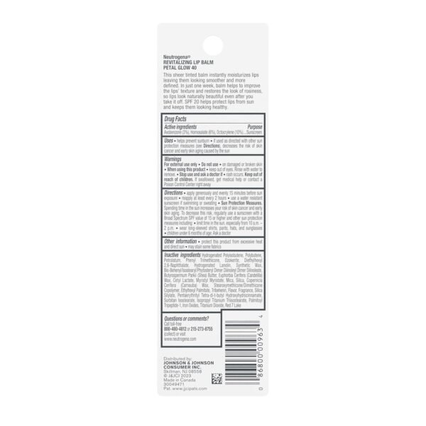 71okomtKK-L._SL1500_.jpg Neutrogena Revitalizing Tinted Lip Balm Broad Spectrum SPF 20 Sunscreen, Moisturizing Lip Balm with a Sheer Tint for Softer, Smoother, Healthier-Looking Lips, Sheer Petal Glow 40, .15 oz