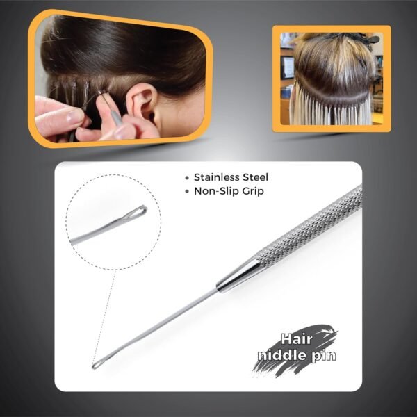 Hair Extension Tools & Microlinks Hair Extensions Kit for Micro link & Micro Ring - Beads Opener, Beads Closener & Needle Hook Tool Kit - Japanese Steel Professional Hair Loop & Styling Tool