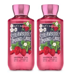Bath and Body Works Strawberry Pound Cake Shower Gel 10 Oz 2 Pack (Strawberry Pound Cake)