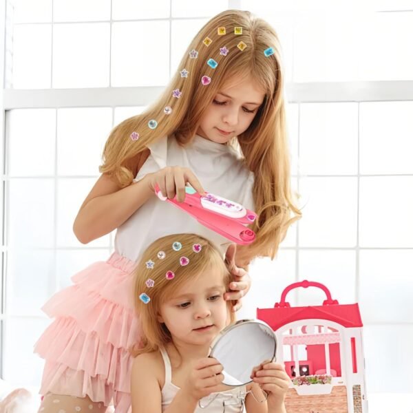 Hair Gem Stamper Kit for Girls, Bling Hair Jewels with Sparkling Diamonds, Fun Hair Styling Tool & Creative Play Toy, Birthday Gift for Kids Ages 4-12