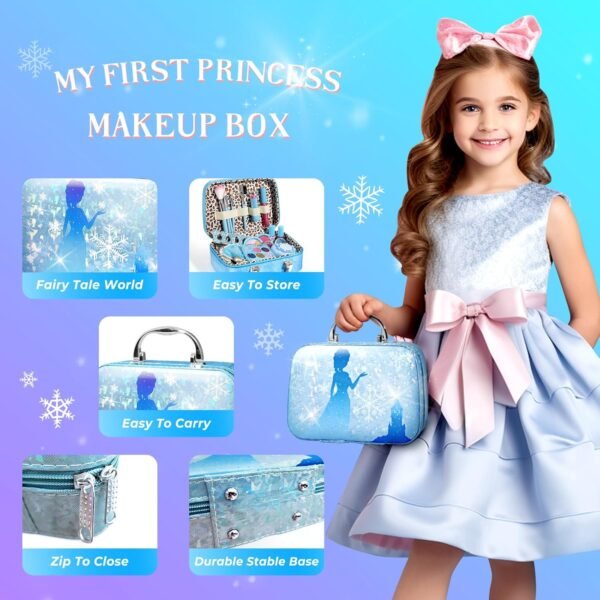INNOCHEER Kids Makeup Kit for Girl Toys, Frozen Makeup Set for Girls, Real Washable Makeup Kit for Girls, Birthday Christmas Princess Gifts for Girls Kids Toddlers Age 3 4 5 6 7 8 9 10 11 12 Year Old