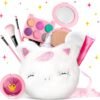 ULOVEME Kids Washable Makeup Kit for Girls 4-6 with Small Coin Purse(5.5x5.25in) - Real, Non Toxic Make Up Toy Gift- Umicorn Gift Set (White Umicorn v2)