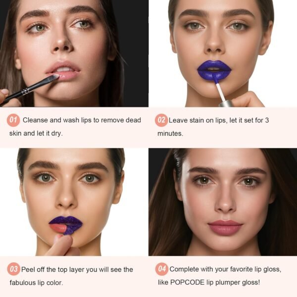 71oxqIwatbL._SL1500_.jpg Lip Tint Stain Peel Off NEW FORMULA - Long Lasting, Transfer Proof and Waterproof Lip Makeup, Matte Finish Lip Stain Peel Off, Infused with Vitamin E & Algin & Hydroxyacetophenone, #001 Rose Wood