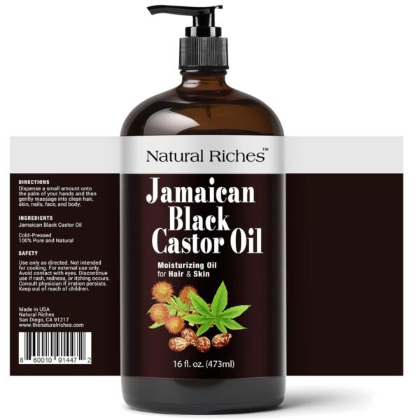 71oz0aVJCVL._SL1500_.jpg Natural Riches Jamaican Black Castor Oil Glass Bottle Pure Organic Cold Pressed for Hair Growth Skin Care for Dry Skin Conditioning Eyebrows Eyelashes Scalp and Nail Moisturizes & Repairs 16fl.oz.