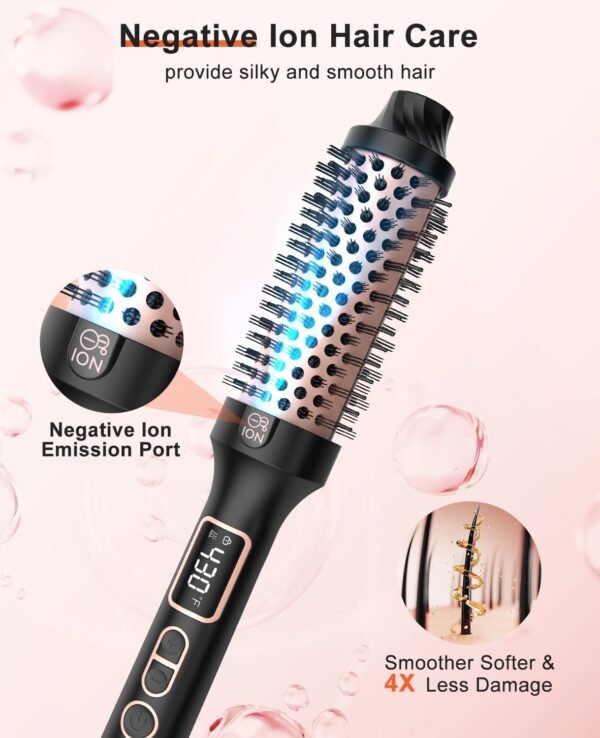 71p85FTkMJL._AC_SL1500_.jpg Nimmu Thermal Brush for Blowout Look, 1.5 inch Heated Round Brushes Curling Iron with 10 Temperature Control, Hot Brush Styler Dual Voltage for Travel, Rose Gold
