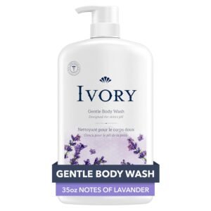 Ivory Gentle Body Wash, Designed for the Whole Family, Free of Dyes Heavy Perfumes Parabens Phthalates & Silicones, Lavender Scent, 35 oz