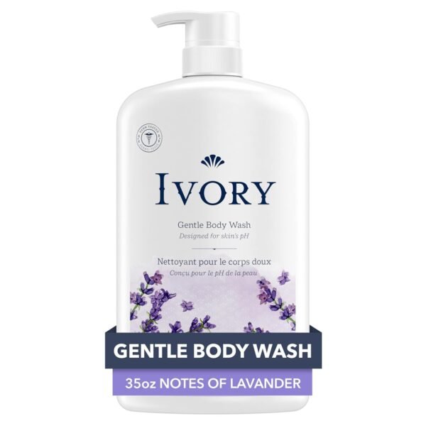 Ivory Gentle Body Wash, Designed for the Whole Family, Free of Dyes Heavy Perfumes Parabens Phthalates & Silicones, Lavender Scent, 35 oz