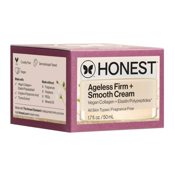 71pTJJwmz1L._SL1500_.jpg Honest Beauty Ageless Firm and Smooth Cream | Powered by Vegan Collagen and Elastin Polypeptides | Firmer, Smoother Looking Skin | Fragrance Free, EWG Verified, Vegan, Cruelty-Free | 1.7 fl oz