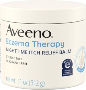71pbfif9EL._AC_SL1500_.jpg Aveeno Eczema Therapy, Nighttime Itch Relief Balm for Body, Moisturizing Colloidal Oatmeal & Ceramide Formula, Fragrance & Steroid-Free, Soothing Dry Itchy Skin, 11 fl oz