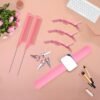 71pevo5AgVL._SL1500_.jpg Hair Styling Tools Set - 17 Pieces Including Sectioning Rings, Tail Combs, Clips, and Wrist Pin Holder for Braiding (Pink)