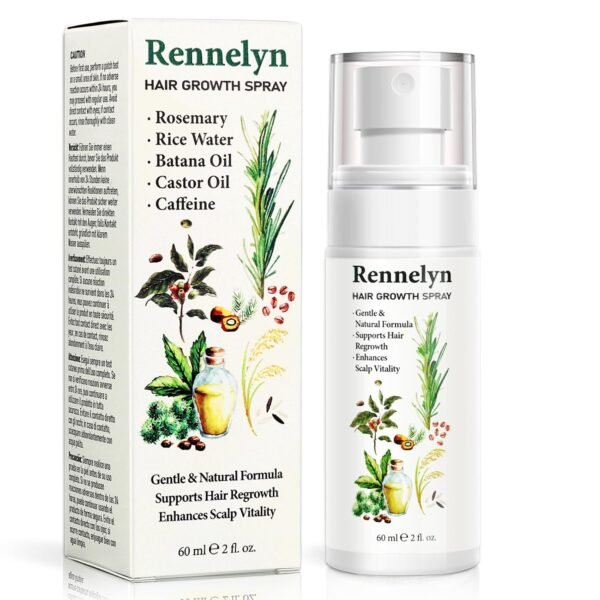 Natural Hair Growth Oil Spray: Rosemary Castor Batana Oil with Rice Water Lotion for Hair Thickening For Women 60ML