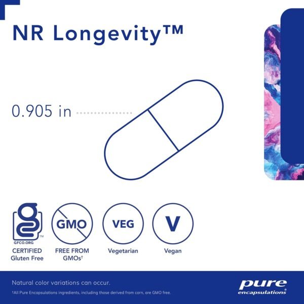 Pure Encapsulations NR Longevity - Supports Healthy Aging. Replenishment of NAD+ & Mitochondrial Function* - with NIAGEN - Gluten Free, Non-GMO, Hypoallergenic - 60 Capsules