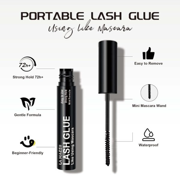 71pxp44YU5L._SL1500_.jpg Lash Cluster Glue, Lash Bond Black Lash Glue for Eyelash Clusters DIY Eyelash Extension, Waterproof Strong Hold Individual Lash Adhesive with Mascara Wand Home Use 5ML, Black/Clear