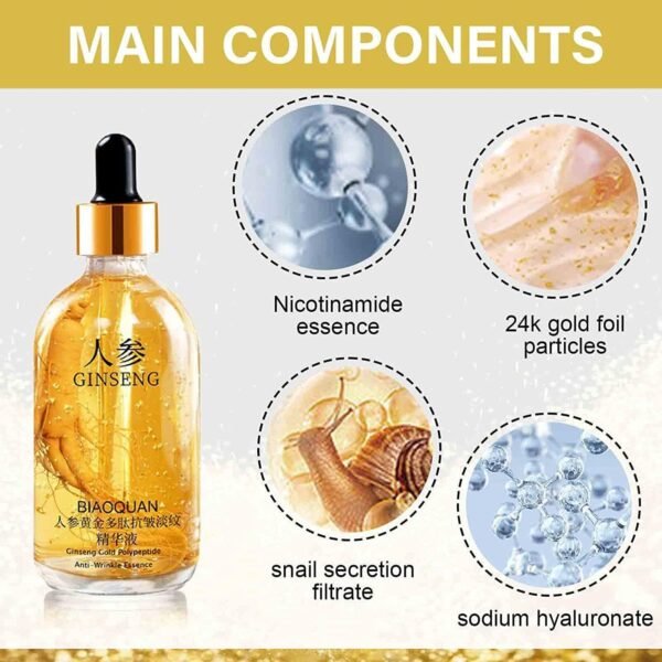 Ginseng Polypeptide Anti-Ageing Essence, Ginseng Extract Liquid Gold Ginseng Anti Wrinkle Serum Oil, Ginseng Polypeptide Essence, Ginseng Gold Serum Korean Anti Aging Essence