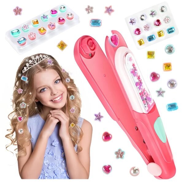 Hair Gem Stamper Kit for Girls, Bling Hair Jewels with Sparkling Diamonds, Fun Hair Styling Tool & Creative Play Toy, Birthday Gift for Kids Ages 4-12