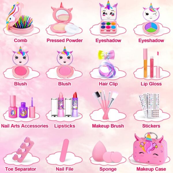 Kids Makeup Kit for Girl - Kids Washable Makeup Girls Toys with Cosmetic Case, Real Girl Makeup Sets for Kid Children Christmas Birthday Gifts Toys for 3 4 5 6 7 8-12 Year Old Girls