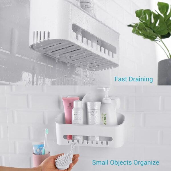 Budget & Good Shower Caddy Suction Cup No-Drilling Removable Bathroom Organizer Storage Heavy Duty Shelf Basket for Bath Shampoo Conditioner - White