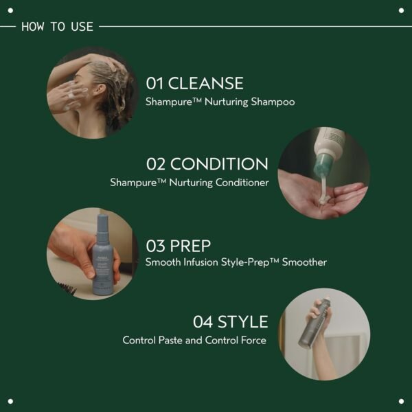 Aveda Smooth Infusion Style-Prep Smoother | Leave-In Anti-Frizz Serum | 72-Hour Frizz Defense & Frizz Control | Heat Protectant | 98% Naturally Derived