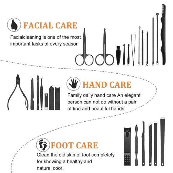 Nail Clippers Sets High Precisio Stainless Steel Nail Cutter Pedicure Kit Nail File Sharp Nail Scissors and Clipper Manicure Pedicure Kit Fingernails & Toenails with Portable cas (Red/Black_25 in 1)