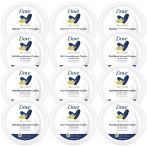 Dove Body Love Rich Nourishment Cream, Face, Hand & Body Lotion for Extremely Dry Skin, Fast-Absorbing 72-Hour Moisturizing Cream with Ceramide Serum, Travel Size, 2.53 Oz (Pack of 12)