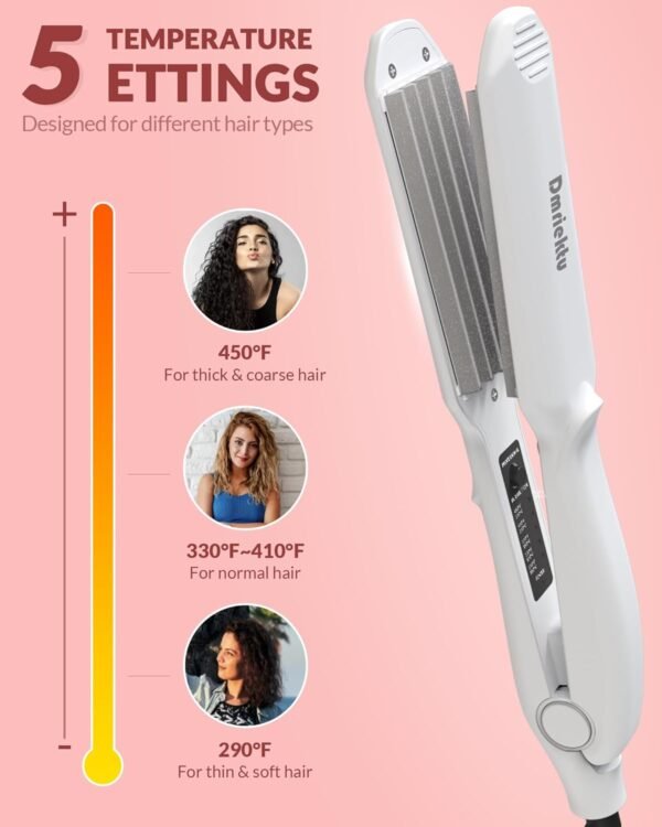 71qgh1gdriL._AC_SL1500_.jpg Hair Crimper for Women, Dmriektu Crimping Iron for Volumizing Fluffy Hairstyle, Crimper Hair Iron with Ceramic Hair Styling Tools for Women Girls Adjust Temp Dual Voltage Auto Off