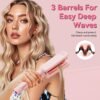 71qlh82r8sL._AC_SL1500_.jpg Curling Iron Hair Crimper Waver - CHIKYO 3 Barrel Rovy Wave Curling Iron, 1.25 Inch Ionic Beach Waves Curling Wand, Deep Waver Hair Curler Hot Tool with Ceramic for Women, Dual Voltage, Easy to Use