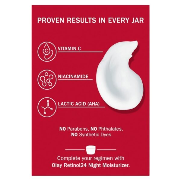 71qoHoL3k0L._SL1500_.jpg Olay Vitamin C Face Moisturizer, Brightening Cream for Women, Instant Hydration, Evens Tone, Dark Spot & Hyperpigmentation Reduction, Glowing Skin Care - Niaciniamide, Lactic Acid, 1.7 Oz
