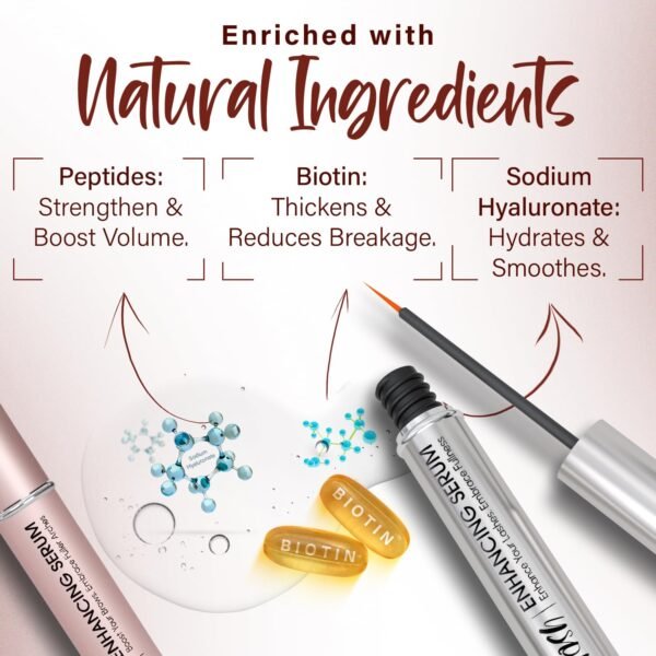 Herbishh Eyelash & Eyebrow Enhancing Serum – Nourishing Duo for Fuller-Looking Lashes & Brows, Safe for Lash Extensions, Fragrance-Free, Travel-Friendly Duo, 0.135 fl. oz each