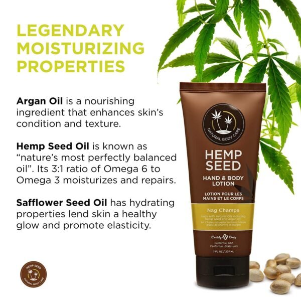 Hemp Seed Hand & Body Lotion - Soothe Dry Skin - Argan Oil, Hemp Seed Oil - Light, Non-Greasy Formula - Vegan & Cruelty Free