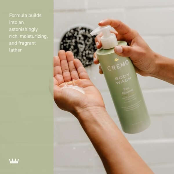 Cremo Pear Blossom Skin Moisturizing Body Wash for Women, Notes of Delicate Petals of Pear Blossoms, 16 Fl Oz