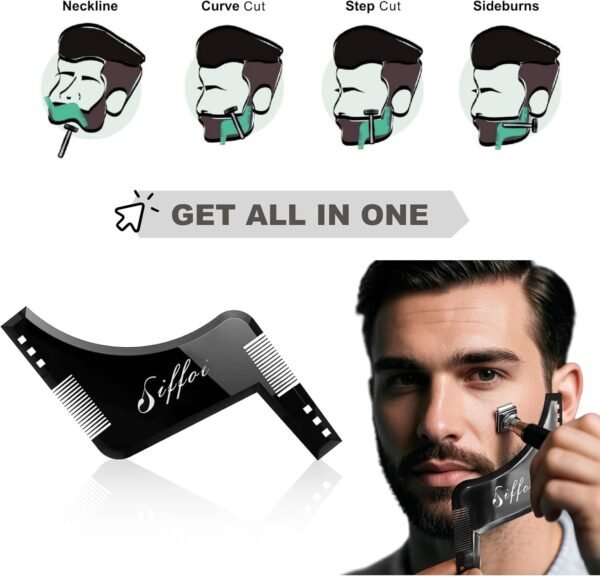 2PCS Men's Beard Shaping Styling Tool Set with Comb, 2025 Version Precision Edging for Jaw, Cheek & Neck Lines, Works with All Beard Razors & Trimmers (Large Size)