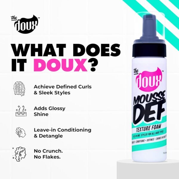 The Doux Mousse Def Texture Foam, Multi-Use Mousse Hair Foam to Style, Condition, Define, Volumize, and Add Shine - 7oz