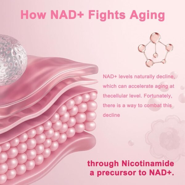 NAD Supplements for Women - with Nicotinamide Riboside & Resveratrol & CoQ10, 8-in-1 NAD+ Supplement for Anti-Aging, Boosts Cellular Energy, Focus- 90 Capsules