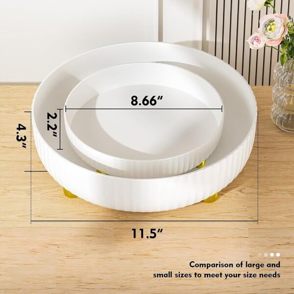 Bathroom Organizers and Storage - 360° Rotating Storage Tray, Lazy Susan Organizer, Cosmetics and Perfume Organizer, Desktop Storage Tray for Cosmetics and Skincare Products, White