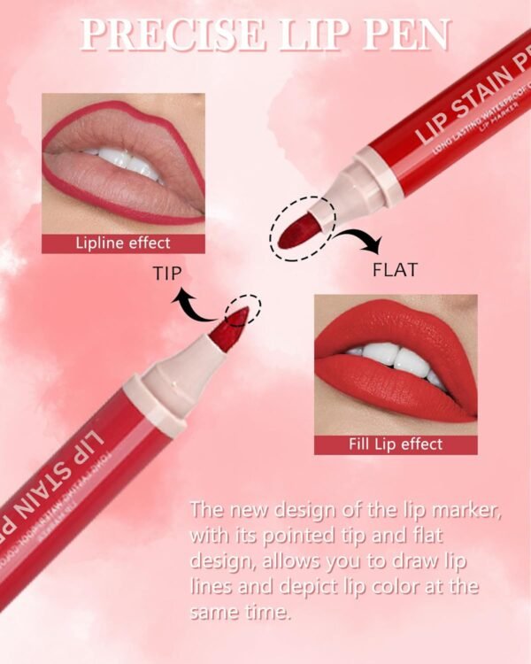 71rW7K5-WiL._SL1500_.jpg Lip Stain Liner Pen Set-4 Pcs Hydrating Lip Stain Lip Liner Pencil Kit,Longlasting Waterproof Smudgeproof Matte Color Look,Precise Chisel Tip Smooth,Women's Day Makeup Gift Kit for Women Girl